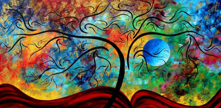 ‘Blue Moon Rising’, an abstract painting by Megan Duncanson in Port Orange, FL, USA