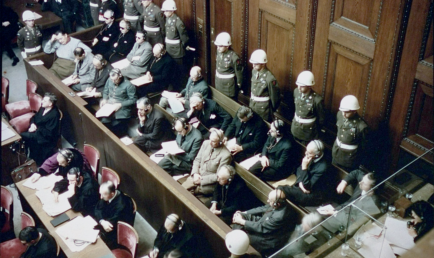 Defendants at the International Military Tribunal trial in Nuremberg, Germany.