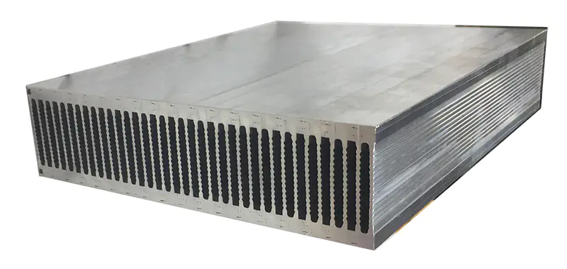 Stacked fin heat sinks offer better performance than extrusion heat sinks, due to thinner fin profiles leading to higher surface area and lower pressure drop.