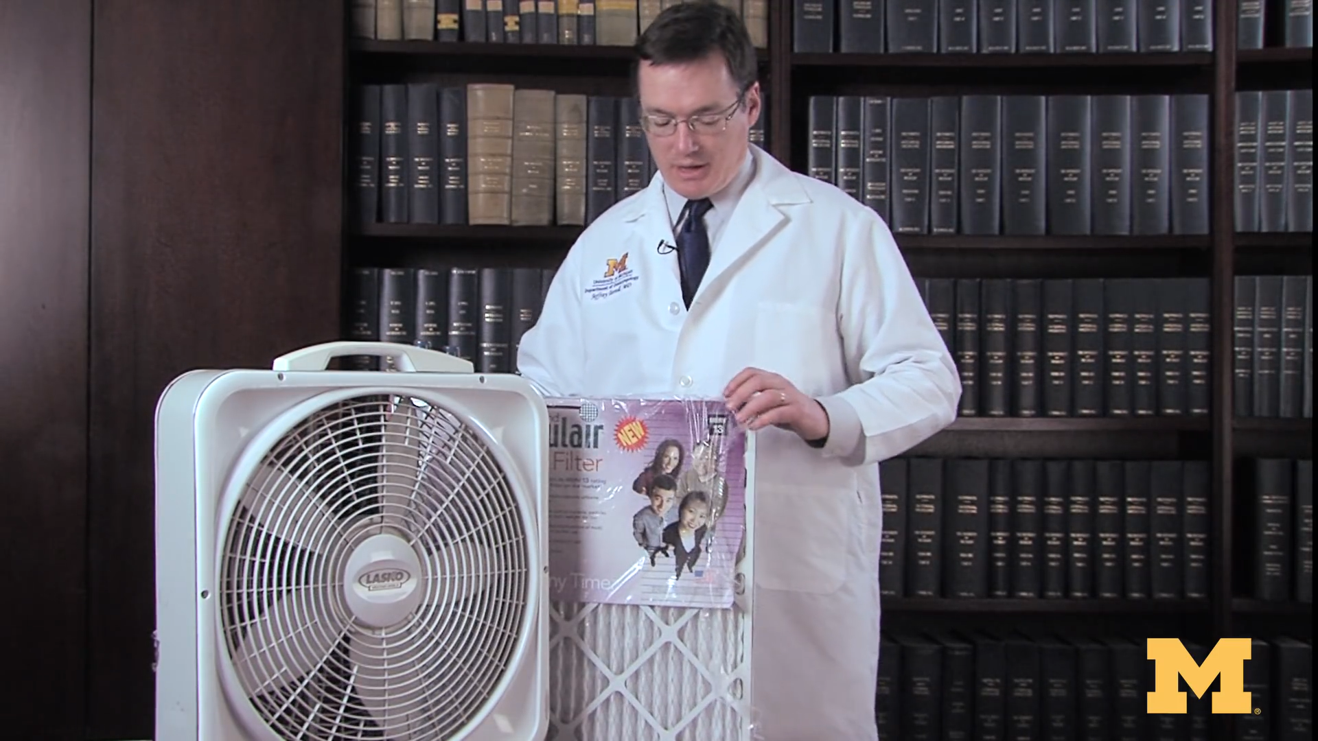 Dr. Jeffrey E. Terrell, director of the Michigan Sinus Center, demonstrates how to build an air purifier with a HEPA filter for about $25 with parts from your local hardware store.