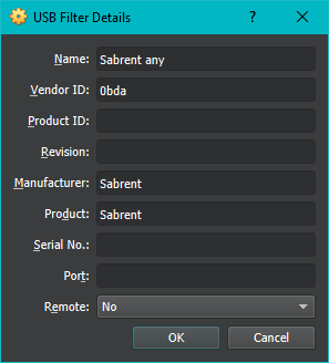 Each relaxed filter only specifies the vendor ID